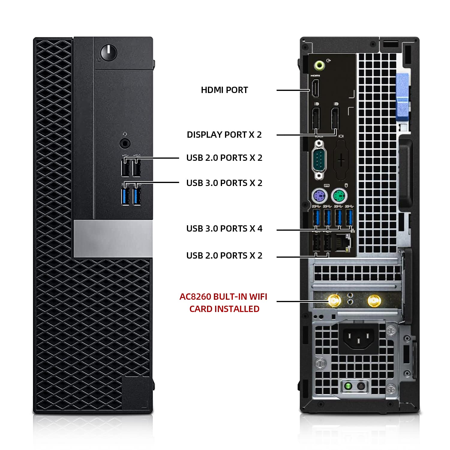 Dell OptiPlex Desktop Computers PC with 24" Monitor Bundle, Intel Core i5-6500, 16GB Ram 240GB+1TB HDD, Built-in WiFi and Bluetooth, RGB Light, HDMI, Altec RGB Keyboard Mouse Windows 10 Pro (Renewed)