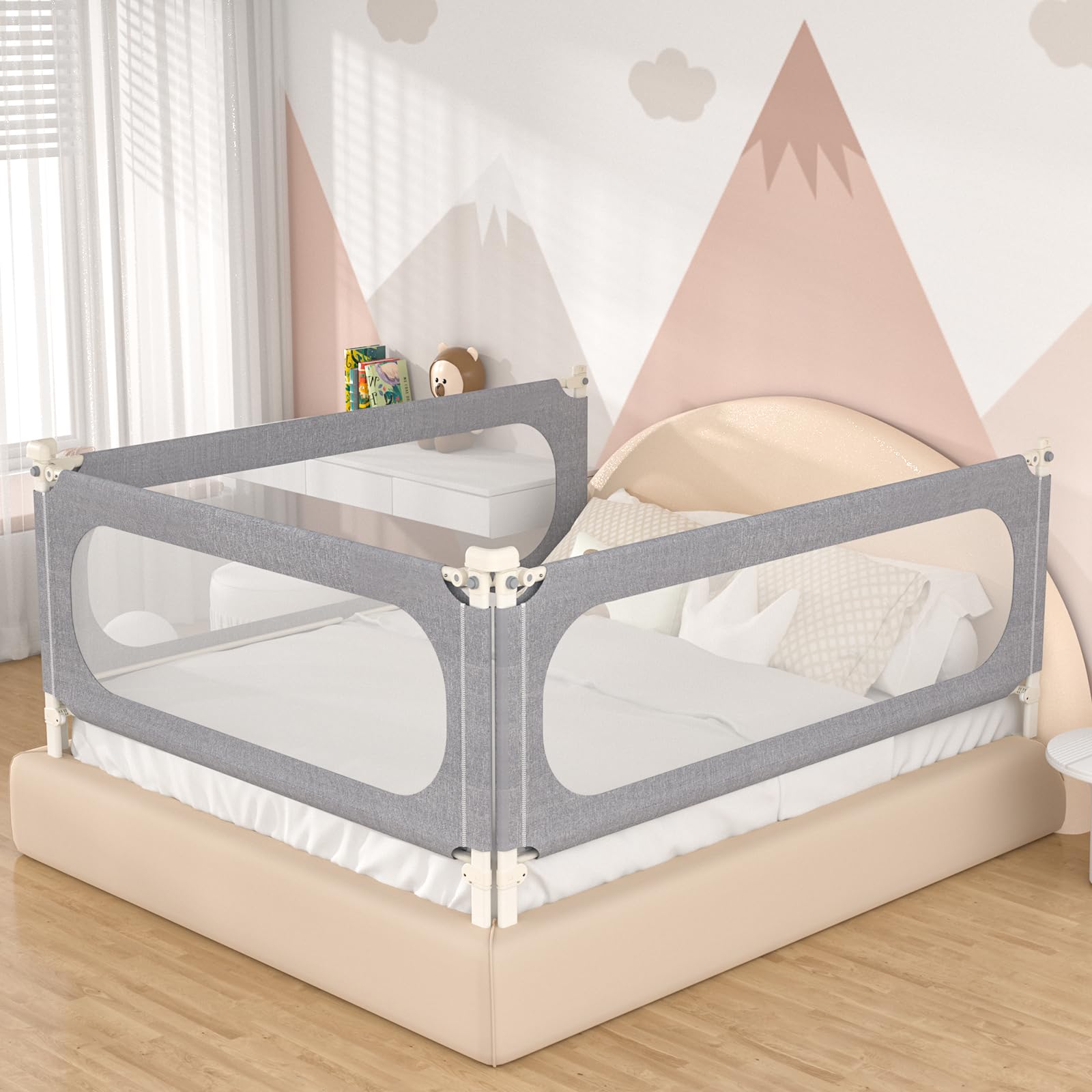 MagicFox Bed Rails for Toddlers, Extra Tall Height Adjustment Specially Designed for Twin, Full, Queen, King Size (78.7" * 30" (One Side))