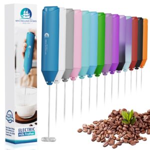 powerful milk frother handheld foam maker, mini whisk drink mixer for coffee, cappuccino, latte, matcha, hot chocolate, no stand, metal blue