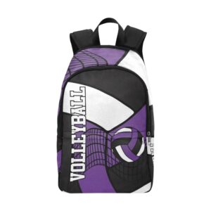 CUXWEOT Volleyball in Purple Black and Whit Backpack Travel Daypack Bag for Man Woman Gifts