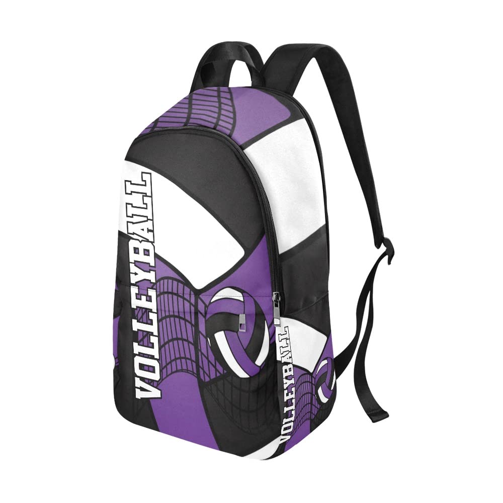 CUXWEOT Volleyball in Purple Black and Whit Backpack Travel Daypack Bag for Man Woman Gifts