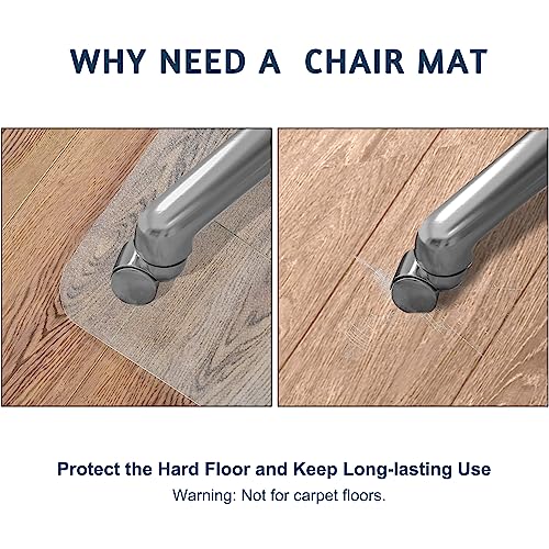 Futurwit Chair Mat for Hard Floors, 60'' x 46'' Transparent Floor Mat for Office, Plastic Desk Chair Mats, Clear Floor Protector Mat for Office, Home - Rectangle