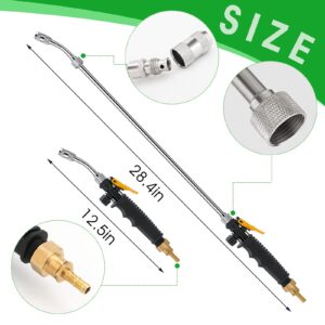 29 Inches Sprayer Wand, 3/8" & 1/4" Brass Barb Universal Sprayer Wand Replacement, Stainless Steel Sprayer Parts with Shut off Valve & 2 Hose Clamps, Spray Wands for Garden Hose