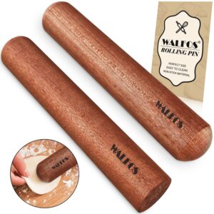 walfos mini rolling pin set - natural wooden rolling pins, baking dough roller for pizza, pie, pasta, bread, pastry, no coating (8inch)