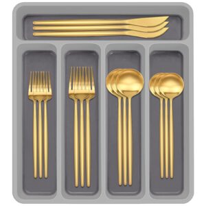 gold silverware set with organizer, aiviki 40-piece stainless steel flatware set for 8,matte gold cutlery set utensils set, satin finish tableware set for home restaurant, include knife fork spoon set