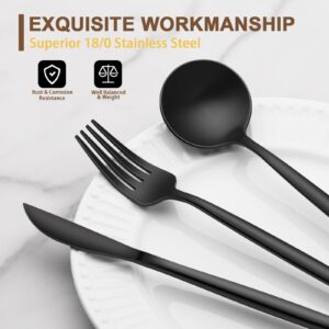 Black Silverware Set, 40-Piece AIVIKI Flatware Set with Organizer Tray, Stainless Steel Cutlery Set for 8, Kitchen Black Utensils Tableware Set for Home Restaurant, Include Knife Fork Spoon Set