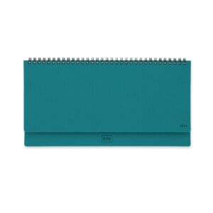 legami - desk planning, 13 months, from january 2024 to january 2025, spiral binding, one week by page, holiday plan, international parties, address book, 29x15 cm, malachite green