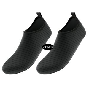 unisex water shoes quick-drying beach aqua shoes for women men black 2 pack