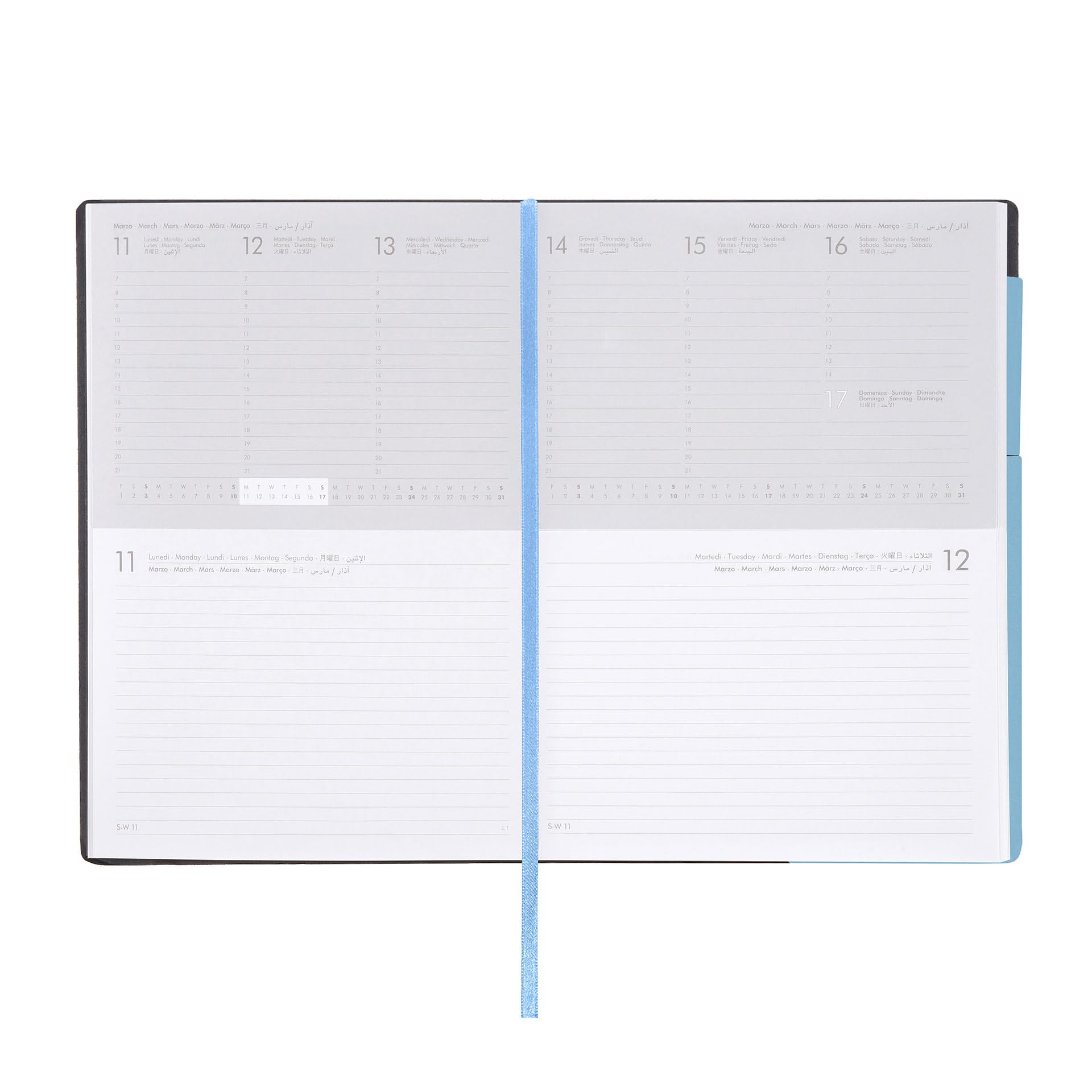 Legami - Large Weekly & Daily Planner, 12 Months, January 2024 December 2024, Detail Days at the top, Week Vision at the bottom, 17x24 cm, Color Crystal blue