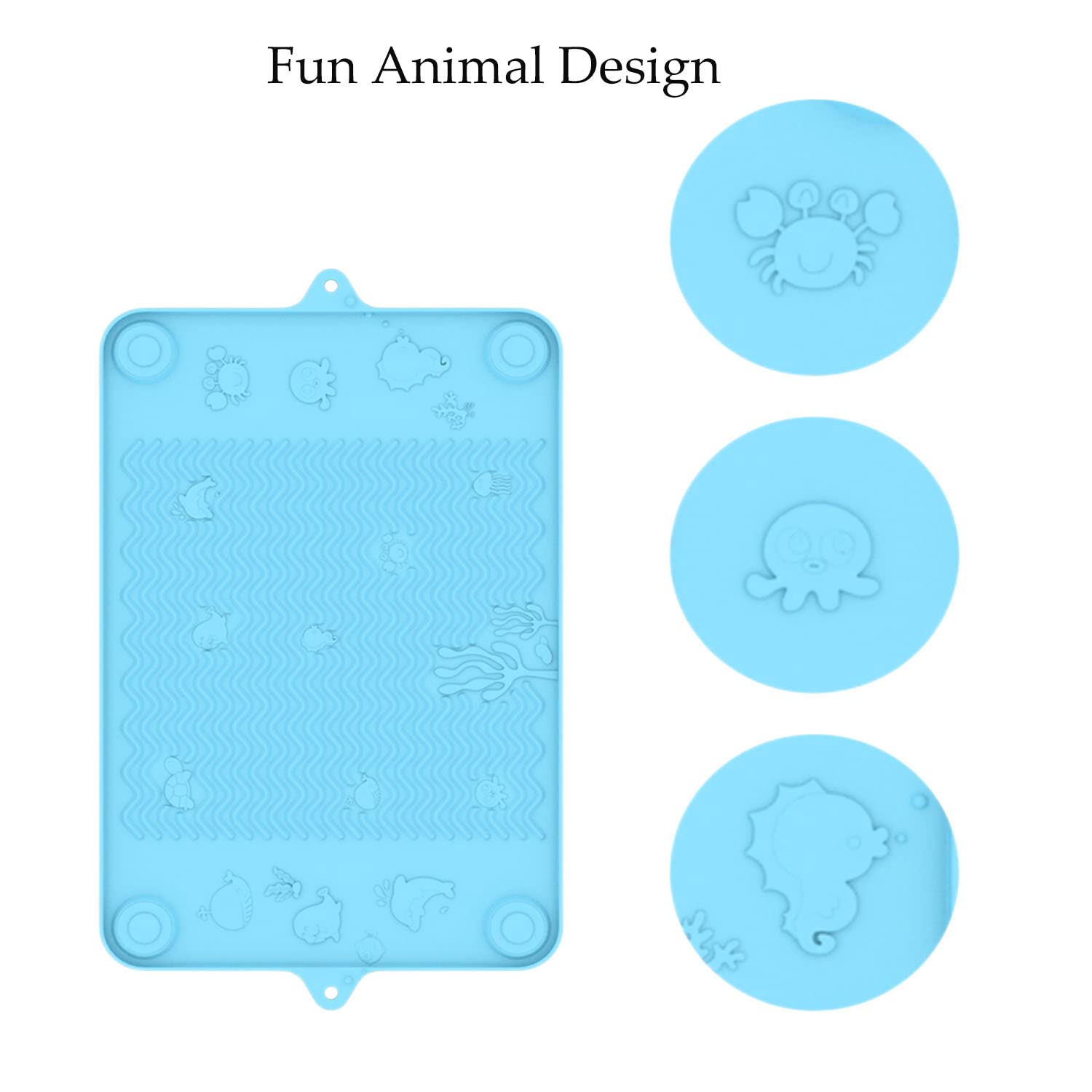 Silicone Suction Placemats Baby Food Table/High Chair Mat for Baby Feeding-Raised Wave Design for Easy Food Pickup and Motor Skills - Dishwasher Safe,Durable and Non-Slip Suction Placemats(blue+green)