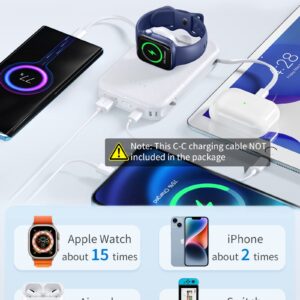 RORRY Portable Apple Watch Charger,10000mAh Fast Charging Power Bank with Built-in Cable, Compatible with Apple Watch Series 9/Ultra2/8/Ultra/7/6/Se/5/4/3/2/, iPhone 15/14/13/12/11/XS/X/8