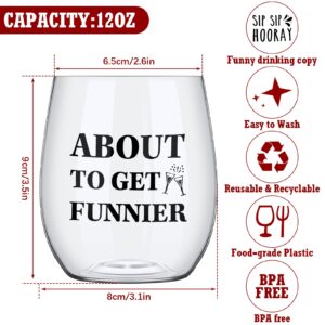 Zhehao 20 Pcs Funny Stemless Wine Glasses 12oz Disposable Party Funny Cups Clear Acrylic Shatterproof Wine Cups Sip Hooray Printed Glasses for Indoor Outdoor Party Beach Wedding Whiskey Cocktail