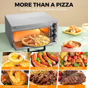 BEAMNOVA Electric Commercial Pizza Oven Countertop,1900W Adjustable Temperature Pizza Oven with 12 Inch Pizza Pan and Pizza Stone for Restaurant Home Pretzels Baked…