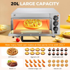 BEAMNOVA Electric Commercial Pizza Oven Countertop,1900W Adjustable Temperature Pizza Oven with 12 Inch Pizza Pan and Pizza Stone for Restaurant Home Pretzels Baked…