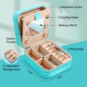 Parima Travel Jewelry Case for for Girls Fashion, L Initial Blue Jewelry Case Mini Jewelry Travel Case for Girls Jewelry Box for Girls Airport Travel Accessories Must Haves Jewelry Case