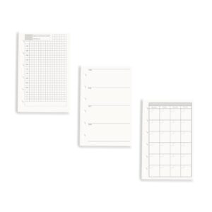 a7 refill paper 3 pack undated daily&weekly&monthly binder inserts 6-hole punched filler paper planner refills, 135 sheets/270 pages refillable planner binder paper for a7 planner inserts