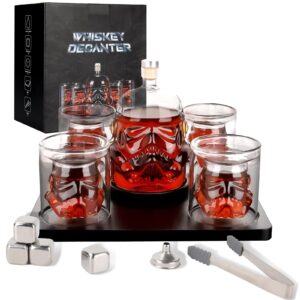 yingluo transparent creative whiskey decanter set with 4 glasses,flask carefe,whiskey carafe for wine,scotch,bourbon,vodka,liquor-750ml gifts for men (1 decanter + 4 glasses)