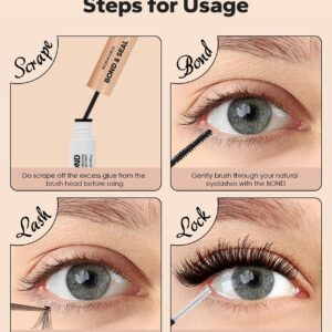 Komoko Lash Bond and Seal (10ml), Cluster Lash Glue for Individual Cluster Lashes, Bond and Seal Lash Glue Super Strong Hold and Long Lasting 48-72 Hours, Waterproof Eyelash Glue & Lash Extension Glue