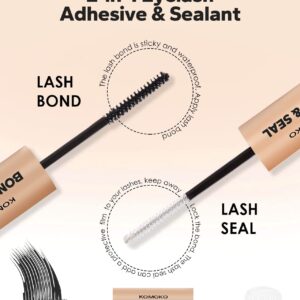 Komoko Lash Bond and Seal (10ml), Cluster Lash Glue for Individual Cluster Lashes, Bond and Seal Lash Glue Super Strong Hold and Long Lasting 48-72 Hours, Waterproof Eyelash Glue & Lash Extension Glue