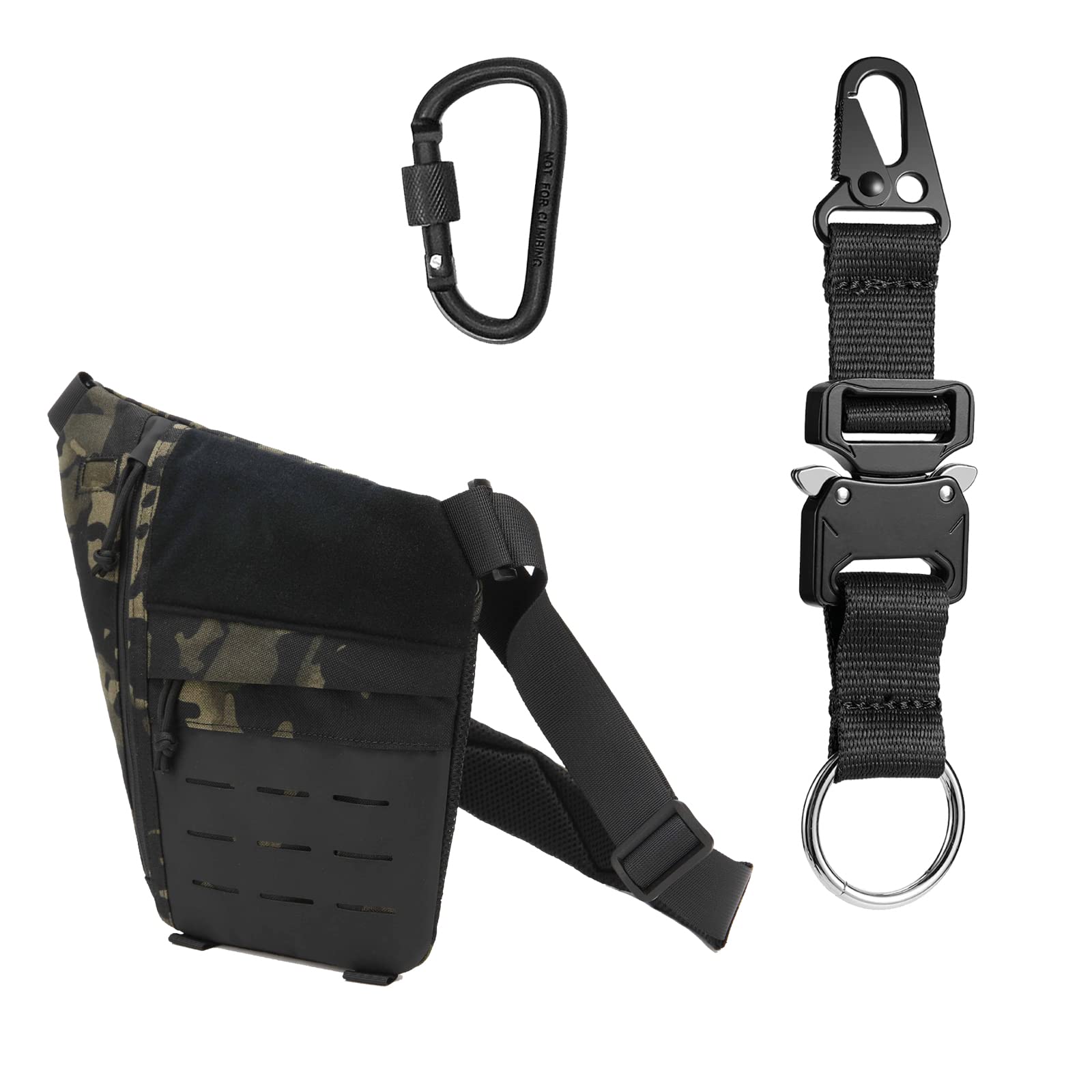 WCALULEG Crossbody Sling Bag, Conceal Carry Gun Bag and military keychain