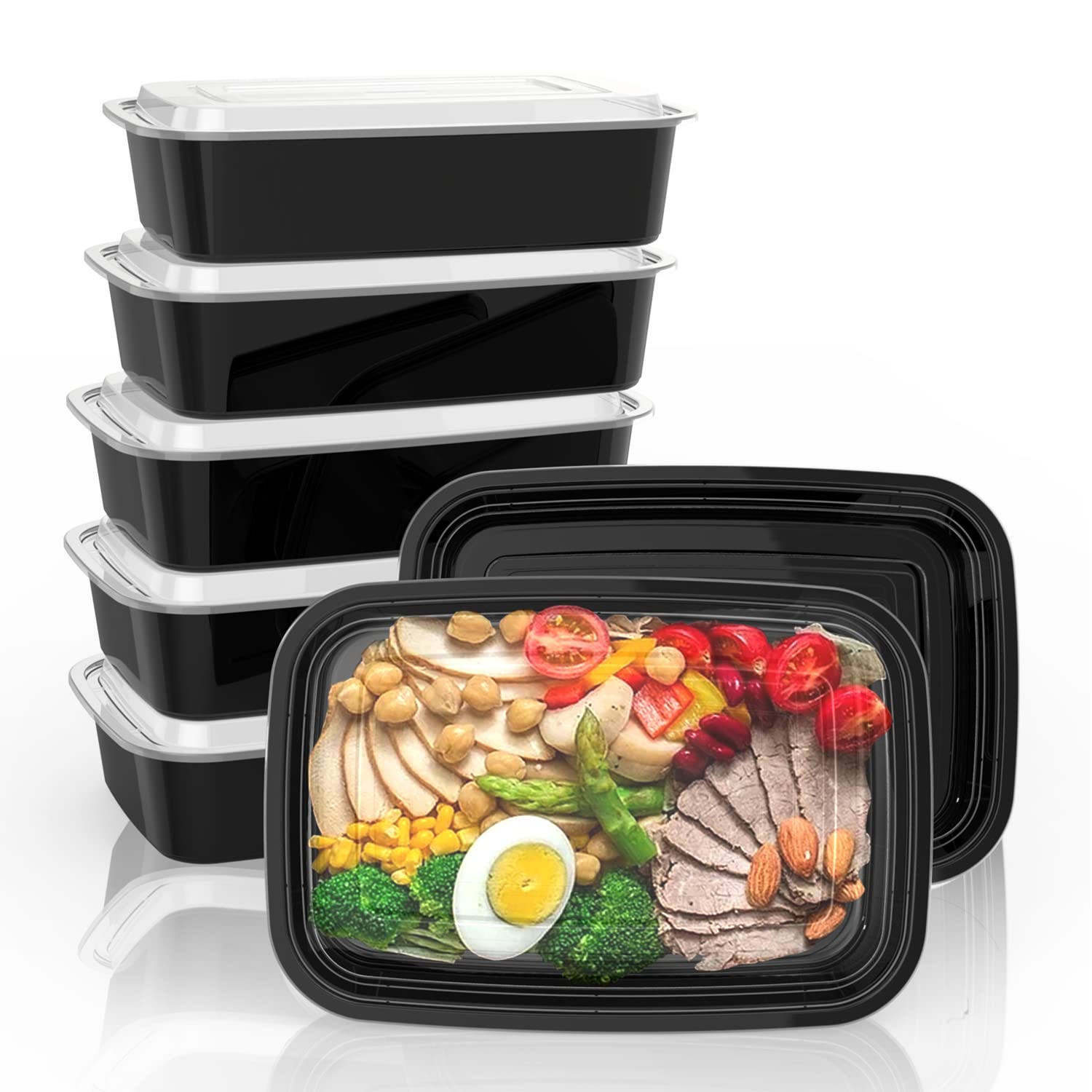 Goiio 50 Pack 38 Oz Meal Prep Container, Food Storage Containers with Lids, Disposable Bento Box Reusable Plastic Lunch Box Kitchen Food Take-Out Box Microwave Dishwasher Freezer Safe