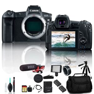 canon eos r mirrorless digital camera 3075c002 with extra battery, ef mount adapter, bag, 32gb memory card, rode mic and more (renewed)
