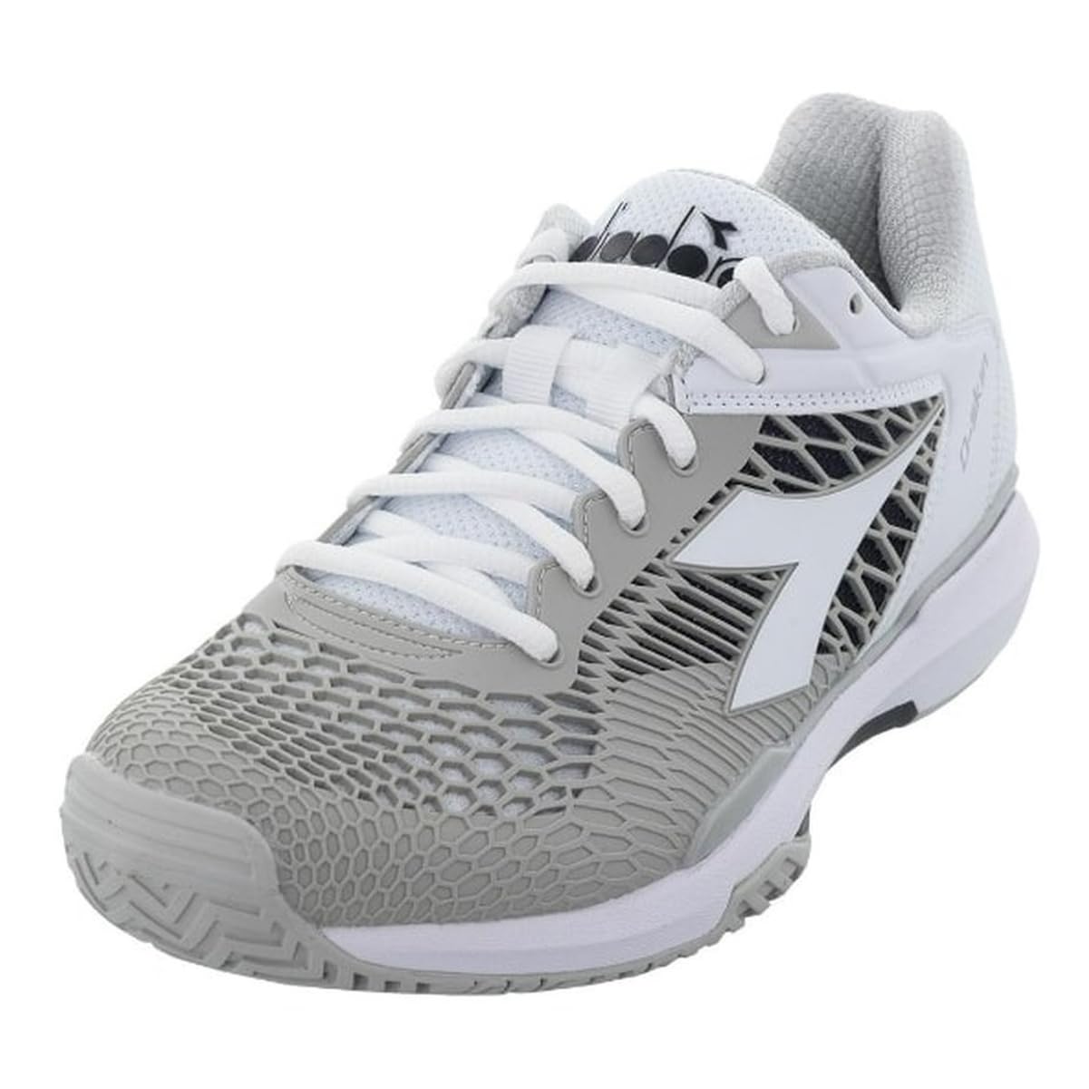 Diadora Women's Speed Competition 7+ All Ground Tennis Shoe (White/Black/Silver, 9.5)