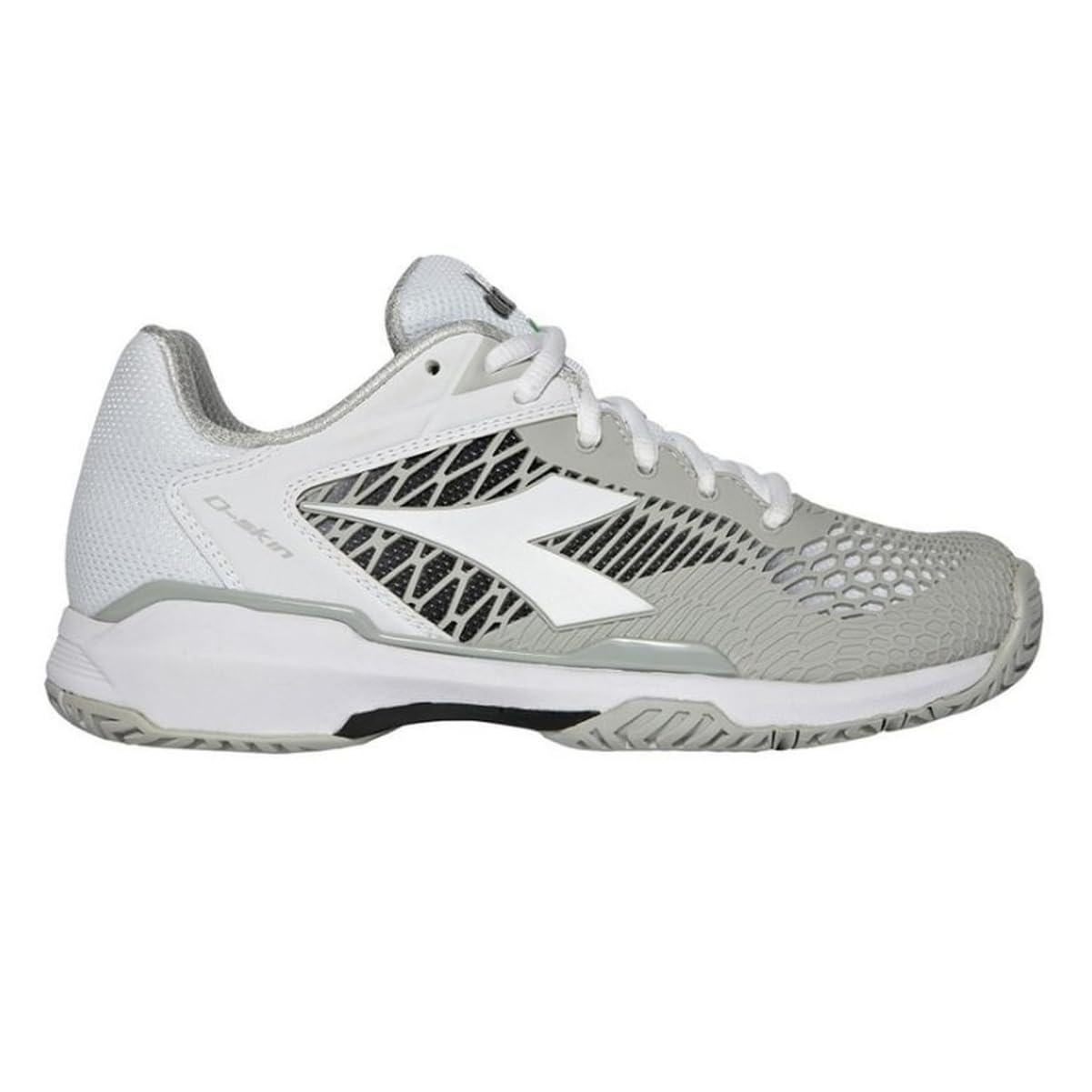 Diadora Women's Speed Competition 7+ All Ground Tennis Shoe (White/Black/Silver, 9.5)