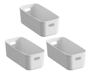 nepa market white plastic bins / storage organizers - pantry baskets, bins for shelves, organizer and storage for bathroom, bedrooms, kitchens and more - small size (3 pack)