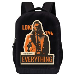 marvel loki backpack | this is about everything black knapsack with padded mesh (loki 1, one size)