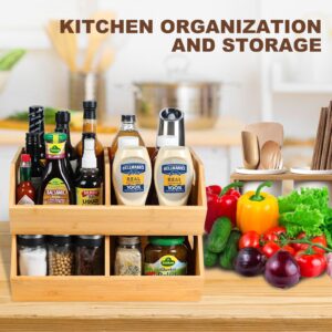 BYOA Official 2 Set Bamboo Storage Bins, Pantry Organizers and Storage, Kitchen Countertop Organization and Storage Basket for Produce, Onions, Potatoes, Garlic, Fruits, Vegetable and Bread