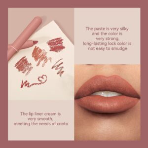 Rosarden Matte Nude Lip Liner - Cream Lip Liner Pencil - Retractable Lip Liner with Built-in-Sharpener - Waterproof Long Wear Smudge Proof Lip Liner - High Pigmented LipLiner Pencil for Women