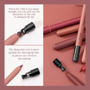 Rosarden Matte Nude Lip Liner - Cream Lip Liner Pencil - Retractable Lip Liner with Built-in-Sharpener - Waterproof Long Wear Smudge Proof Lip Liner - High Pigmented LipLiner Pencil for Women