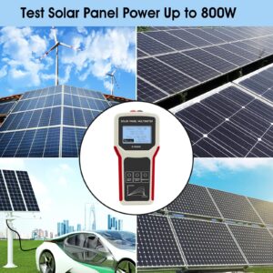 Solar Panel Power Meter 800W, Handheld PV Panel Multimeter Monitor MPPT Watt Voltage Amp with Clear Backlit LCD Display, Solar Power Tester w/ MC4 Connector and Alligator Clip Included