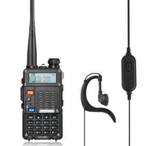 BAOFENG UV-5R 8-Watt Radio (UV-5R 3rd Gen) with Programming Cable and High-gain Antenna, Long Range Handheld Ham Radio with Earpiece and Hand Microphone (2 Pack)