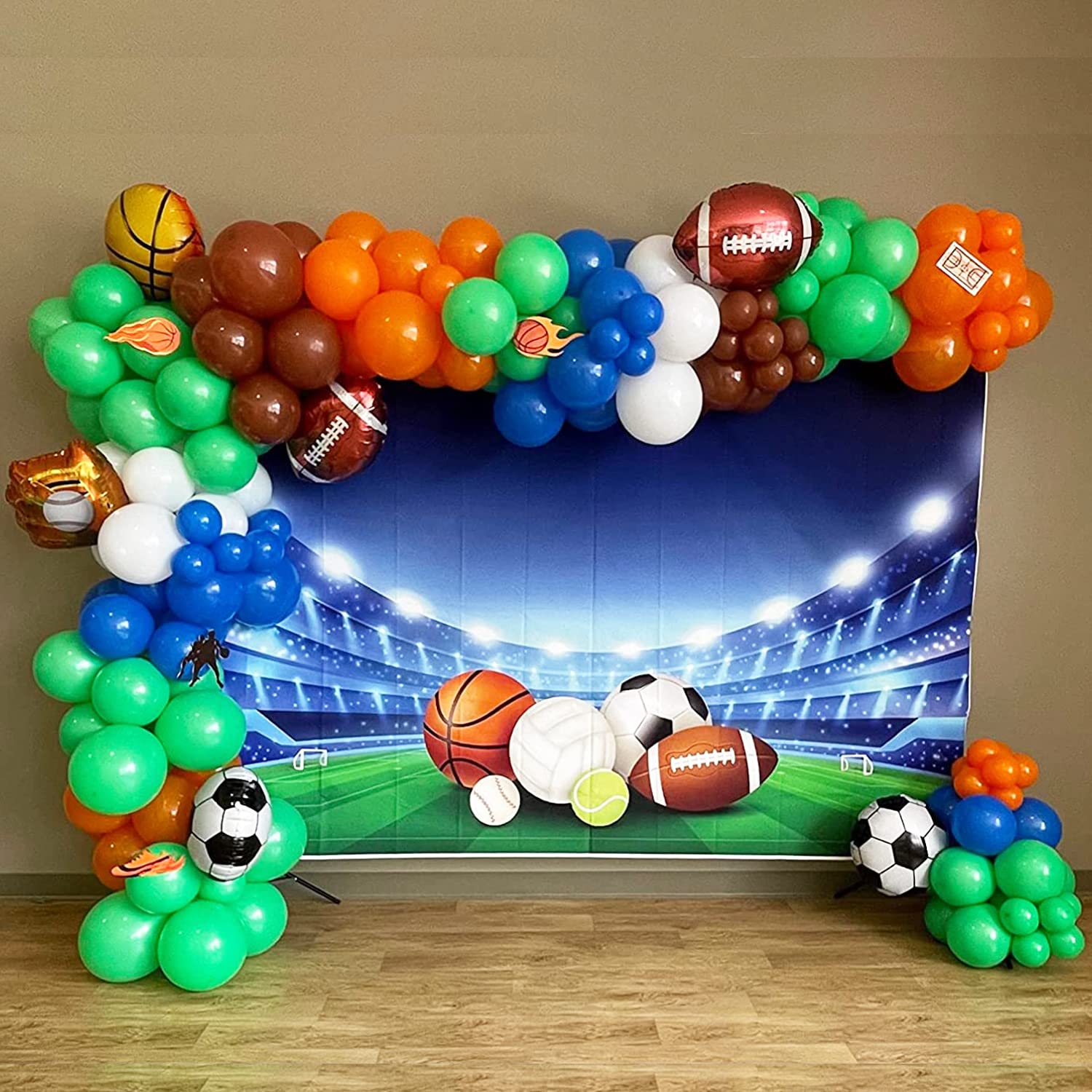 153 Pack Sport Theme Birthday Party Decorations Set Sport Balloons Garland Arch Kit Football Vollyball Soccer Baseball Basketball Party Balloons for Sport Favor Theme Birthday Party Decorations