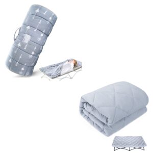 toddler nap mat with removable pillow and blanket & sheet for regalo my cot portable toddler bed/joovy travel cot, grey