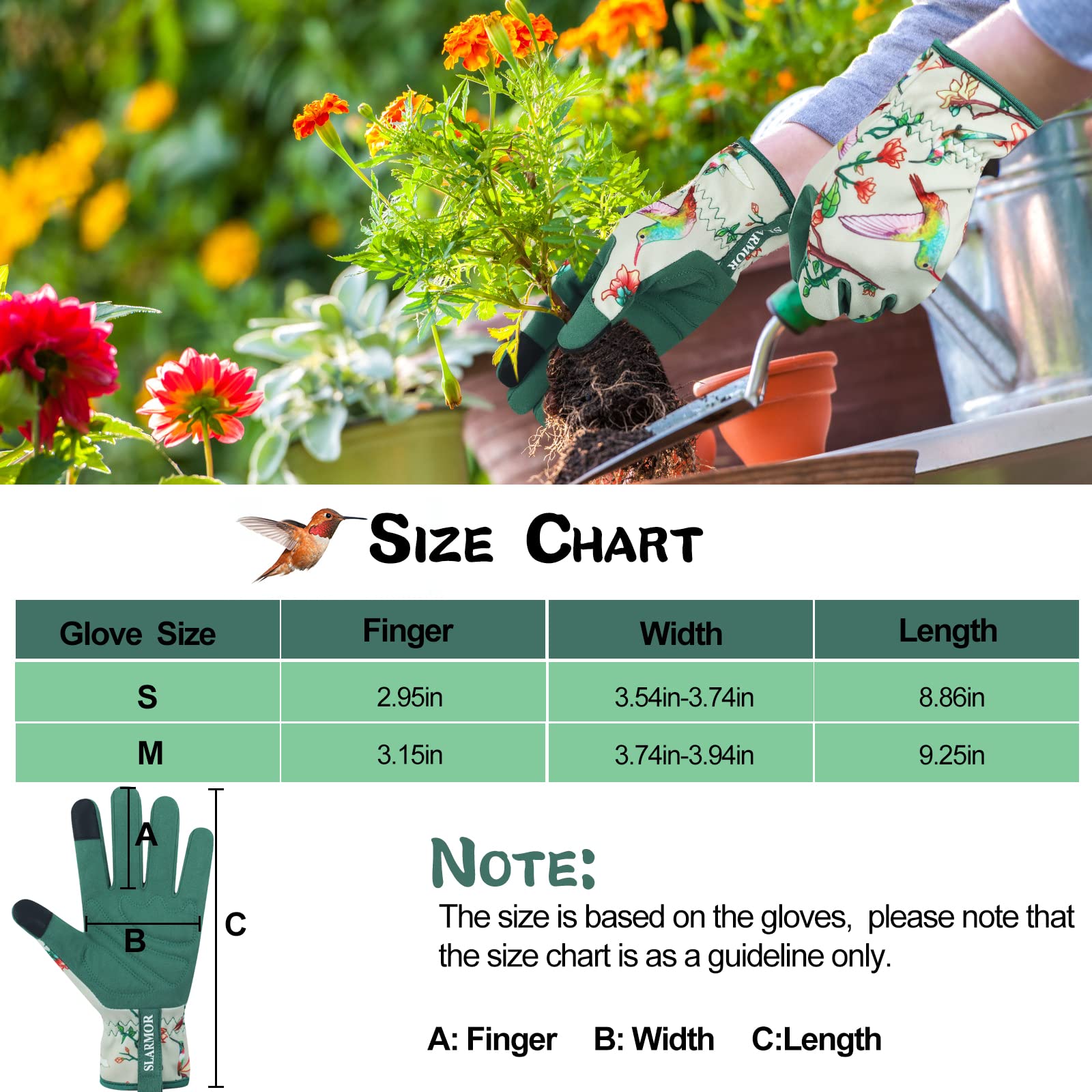 SLARMOR Leather-Gardening-Gloves for Women - Thorn-Proof Work-Gloves with Touch Screen for Weeding, Digging, Planting,Pruning Yard garden Gloves -Medium