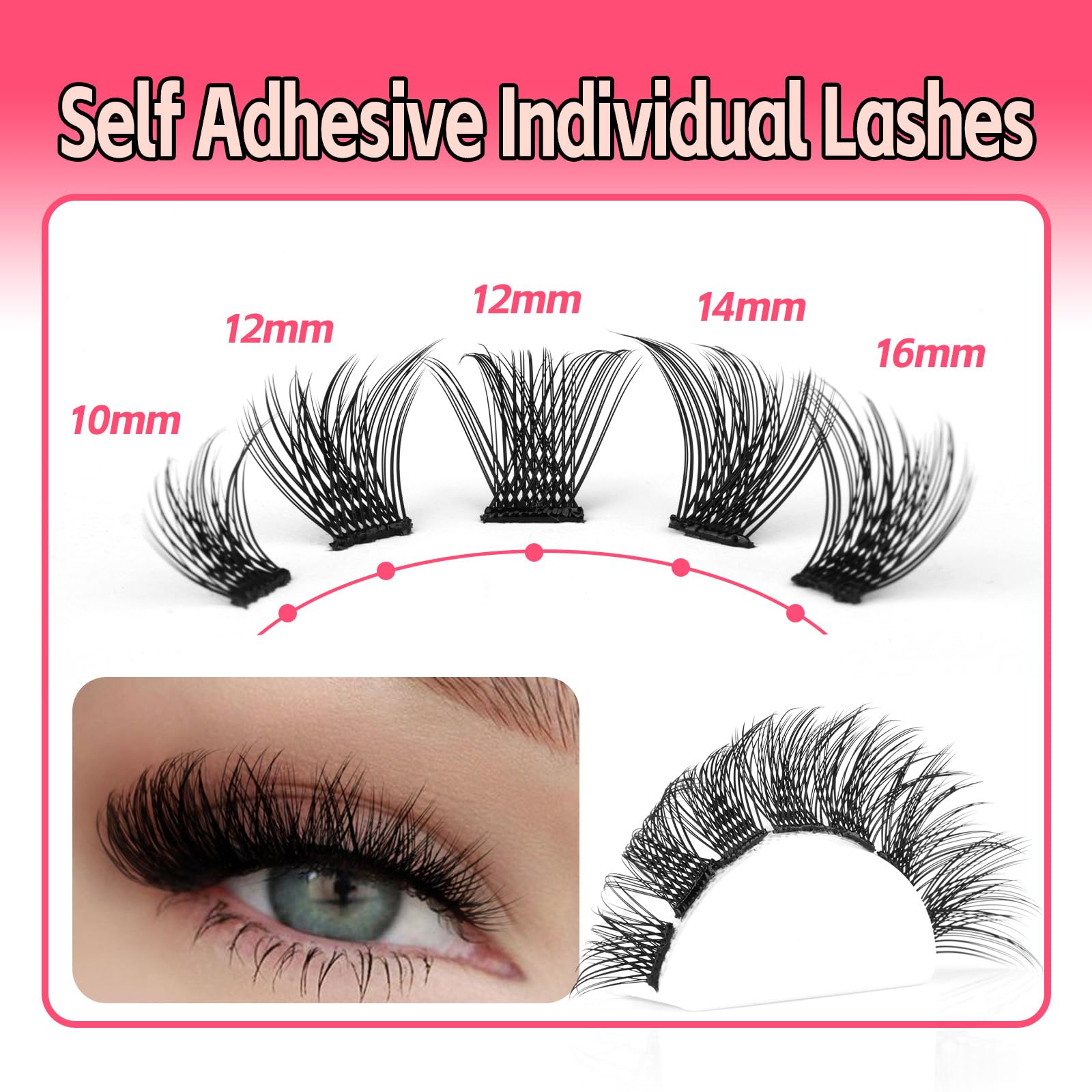 Colored Lashes Cluster Eyelashes Individual DIY Lashes Extensions 7 Colors Eye Lashes Extensions 140 PCS Clusters False Lashes DIY at Home Set Pack（14MM）