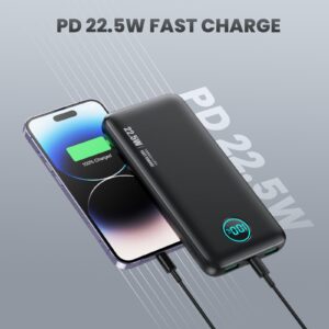 Portable Charger 10800mah,Slim 22.5W LCD Display Power Bank, Dual QC 4.0 PD Fast Charging Battery Pack, Phone Charger Compatible With iPhone 15/15 Plus/15 Pro/15 Pro Max/Android Phone/Samsung Galaxy