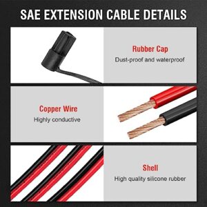 12FT SAE to SAE Extension Cable, SAE Connector Cable Quick Disconnect Connector 16AWG, for Automotive, Solar Panel Panel SAE Plug(12FT(16AWG))