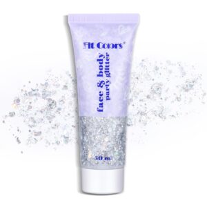 teoyall long lasting silver body glitter holographic sparkling cosmetic grade chunky glitter for face hair (silver)