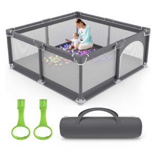 baby playpen, playpen for babies and toddlers thickened sponges ensure safety, indoor & outdoor baby play yards with breathable mesh anti-fall playpen & anti-slip base