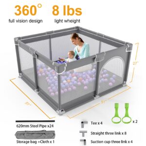 Baby Playpen, Playpen for Babies and Toddlers Thickened Sponges Ensure Safety, Indoor & Outdoor Baby Play Yards with Breathable Mesh Anti-Fall Playpen & Anti-Slip Base
