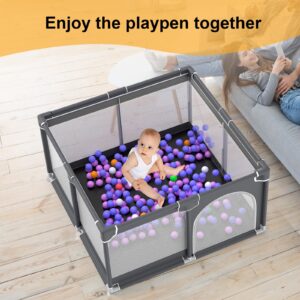 Baby Playpen, Playpen for Babies and Toddlers Thickened Sponges Ensure Safety, Indoor & Outdoor Baby Play Yards with Breathable Mesh Anti-Fall Playpen & Anti-Slip Base