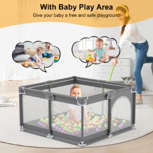 Baby Playpen, Playpen for Babies and Toddlers Thickened Sponges Ensure Safety, Indoor & Outdoor Baby Play Yards with Breathable Mesh Anti-Fall Playpen & Anti-Slip Base