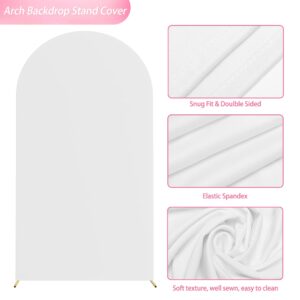 Wokceer 7.2FT Wedding Arch Cover Spandex Fitted Wedding Arch Stand Covers Round Top Chiara Backdrop Cover for Birthday Party Ceremony Banquet Decoration White