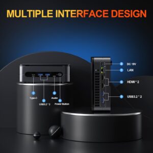 RINGREAT Mini PC 16GB DDR4 512GB SSD 11th Gen N5105 (up to 2.9GHz) Micro PC Desktop Computer with Dual Gigabit Ethernet Support 3*HDMI/3*USB 3.1/Bluetooth 4.2/Dual-WiFi RGB Light