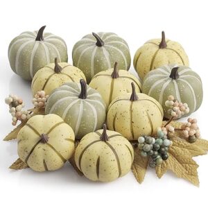 bappey pumpkin decor - fall decor - pumpkin harvest decor - 15pcs foam pumpkin for fall harvest home holiday thanksgiving halloween diy filler decoration