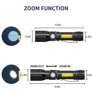 COSOOS 2 Pack UV Flashlight Black Lights, USB Rechargeable UV Light with 7 Modes, IPX 4 Waterproof, Zoomable Pet Urine Detector for Stains, Bed Bugs, Scorpions, Emergency